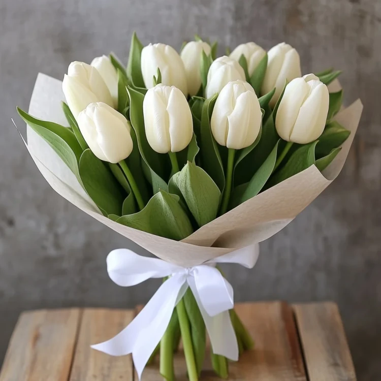 Букет 11 белых тюльпанов